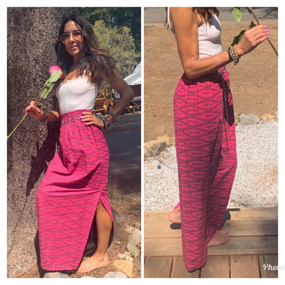 Vintage 70s high waist boho maxi skirt xs s